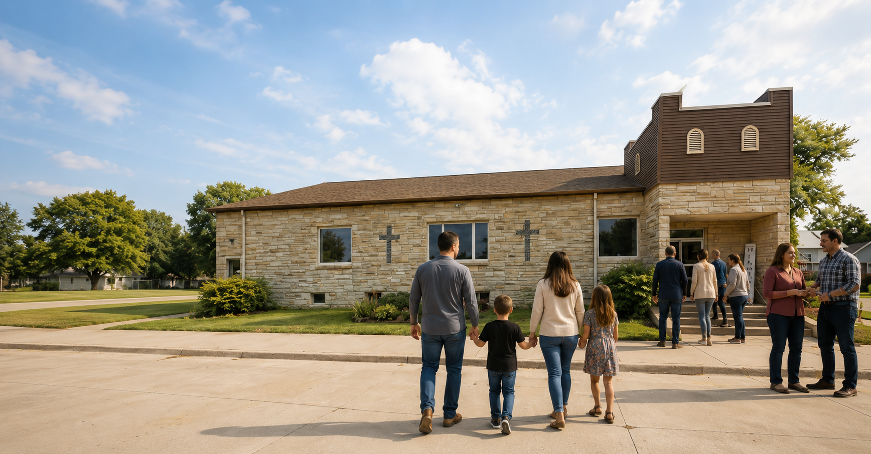 Family Life Assembly of God exterior in daylight.