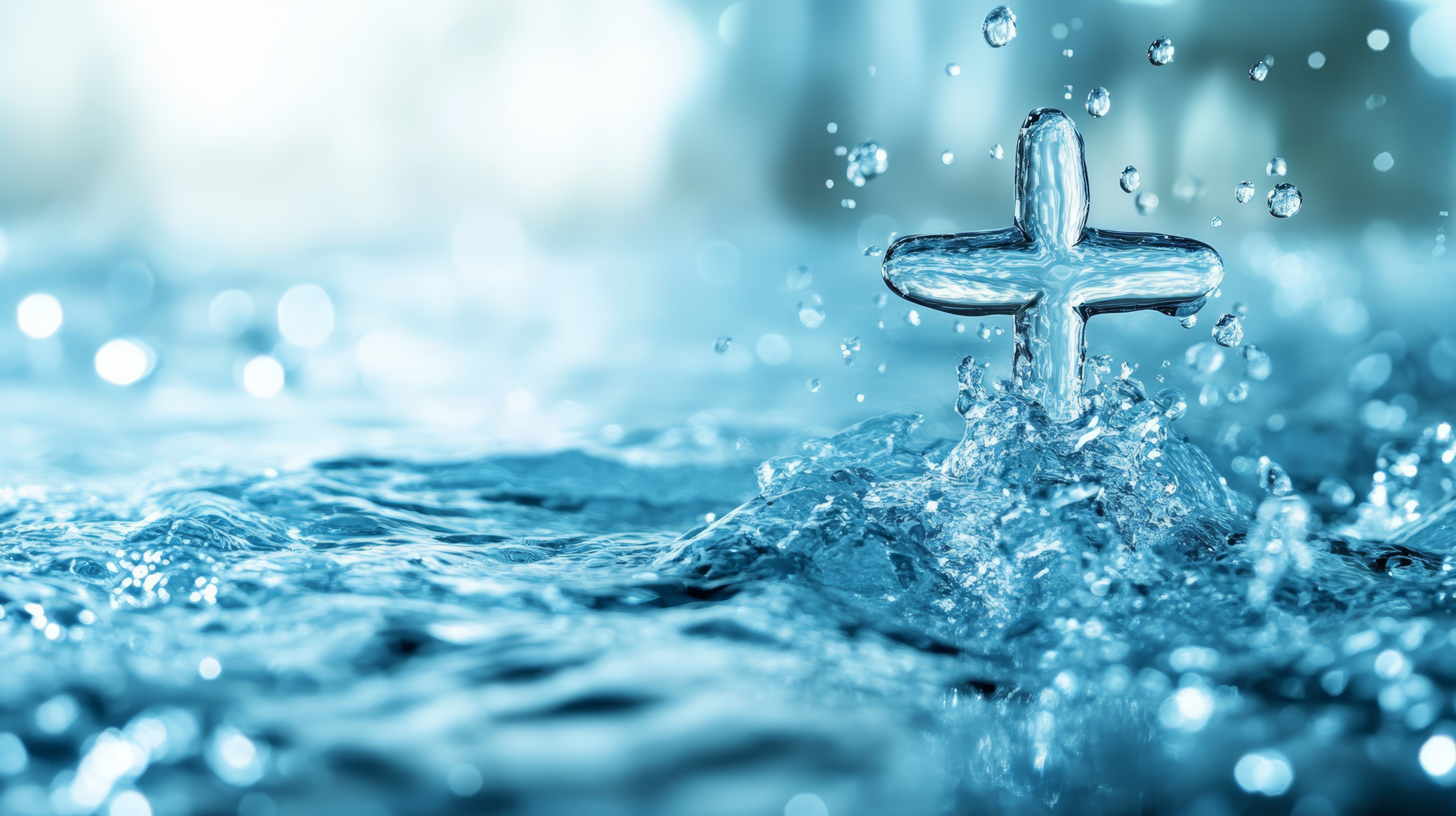 Cross shaped water splash